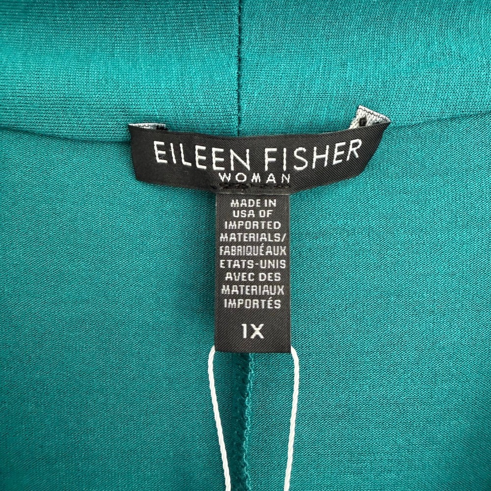 Eileen Fisher V-Neck Tunic Top Womens 1X Teal - Picture 3 of 12